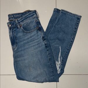 American Eagle Distressed Blue Mom Jeans